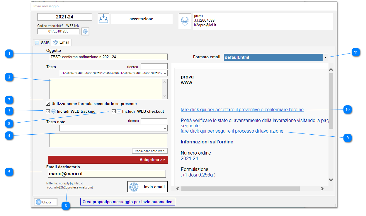 11.2. Invio email